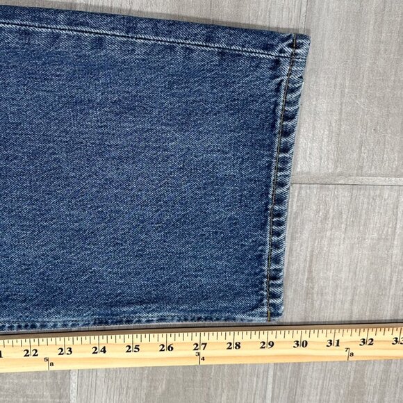 Agolde High Rise Broken Waistband Asymmetrical Jean in Intrigue Blue Denim Sz 28 - Picture 13 of 15